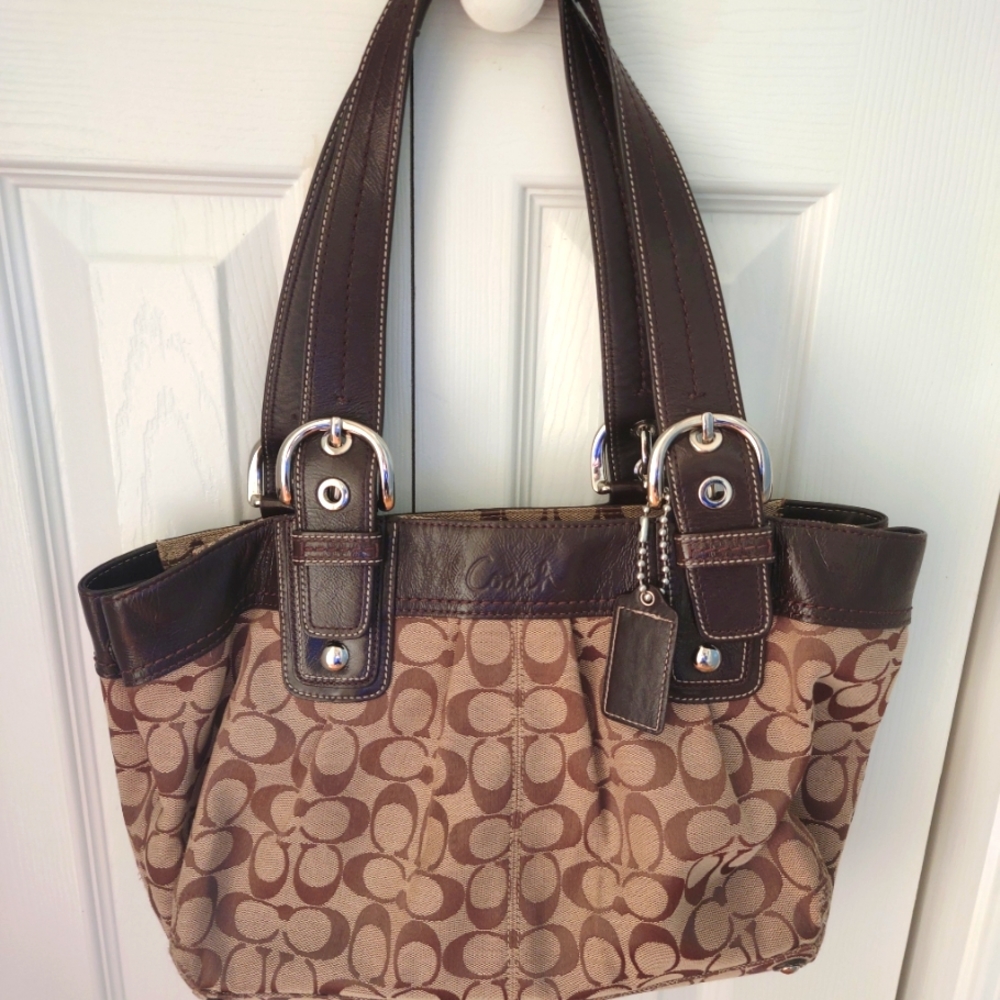 Coach brown cloth purse
